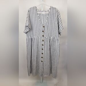 ASOS Curve Striped Button Front V Neck Mini Dress